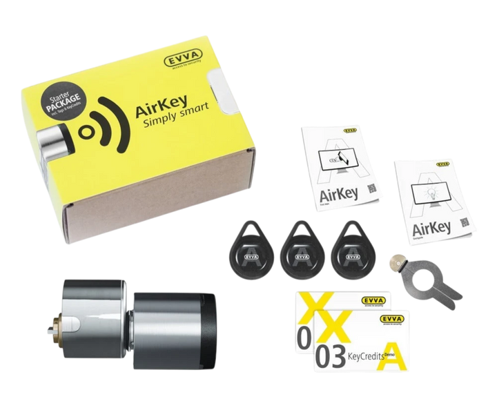 Startpaket EVVA AirKey med en rund låscylinder till utsida – St George