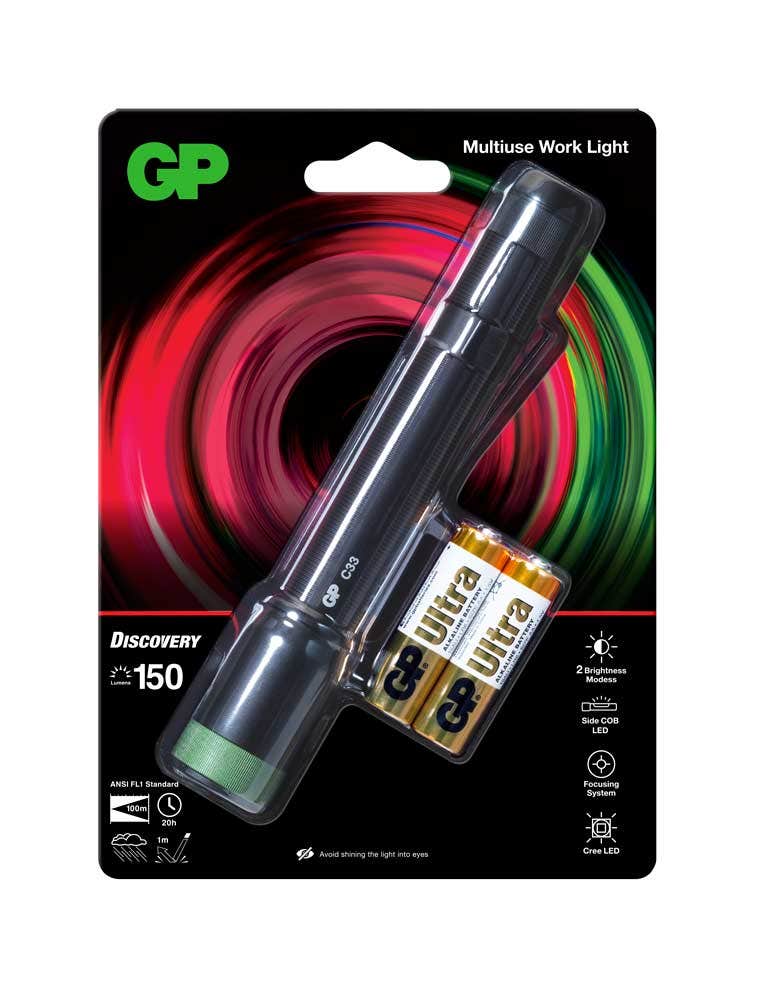 Ficklampa GP Discovery Alces C33 med 150 lumen och sidoljus