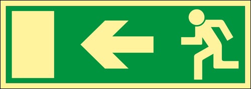 Nöd- och utrymningsskylt "Nödutgång pil vänster"
