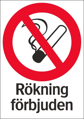 Förbudsskylt "Rökning förbjuden" A4