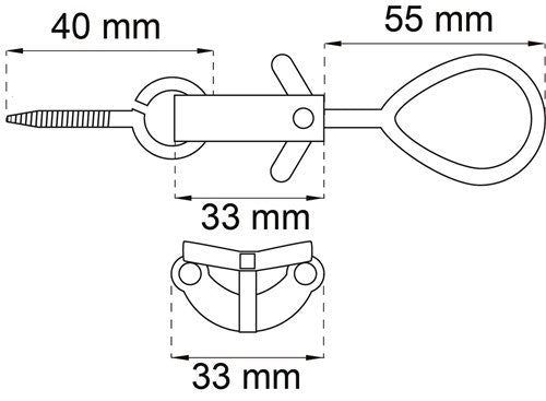 Fönsterhasp Habo 280 Förnicklad - Ritning med mått