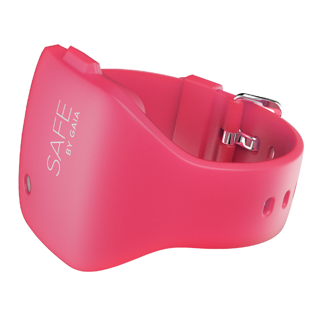 Överfallslarm i sportigt armband SAFE by GAIA Neonrosa