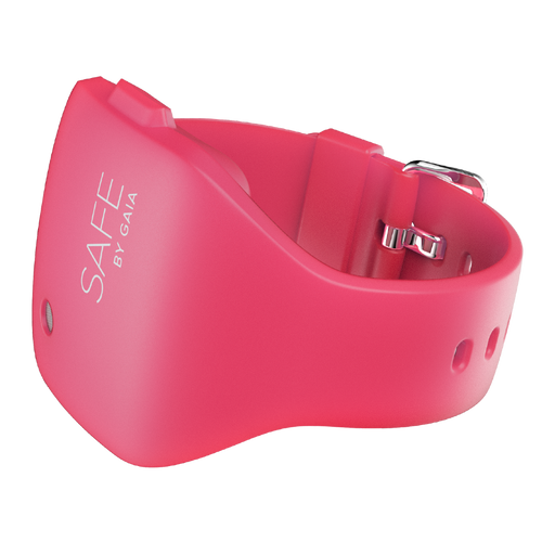 Överfallslarm i sportigt armband SAFE by GAIA Neonrosa
