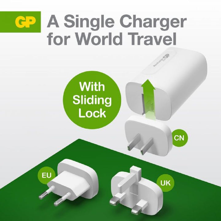 Väggladdare GP GaN PD 65W med tre uttag