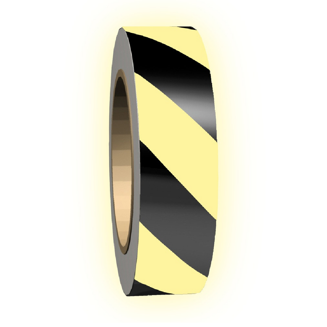 Färgefterlysande markeringstejp Gul / Svart 10 meter - GlowLite