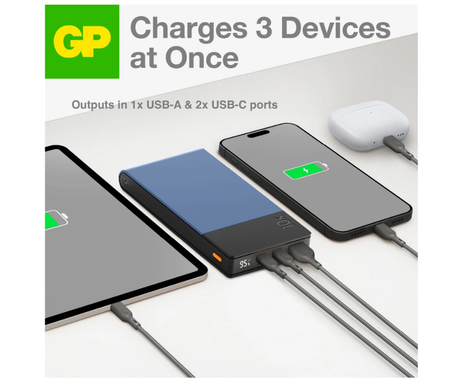 GP Powerbank M2+ med 10.000 mAh - Blå