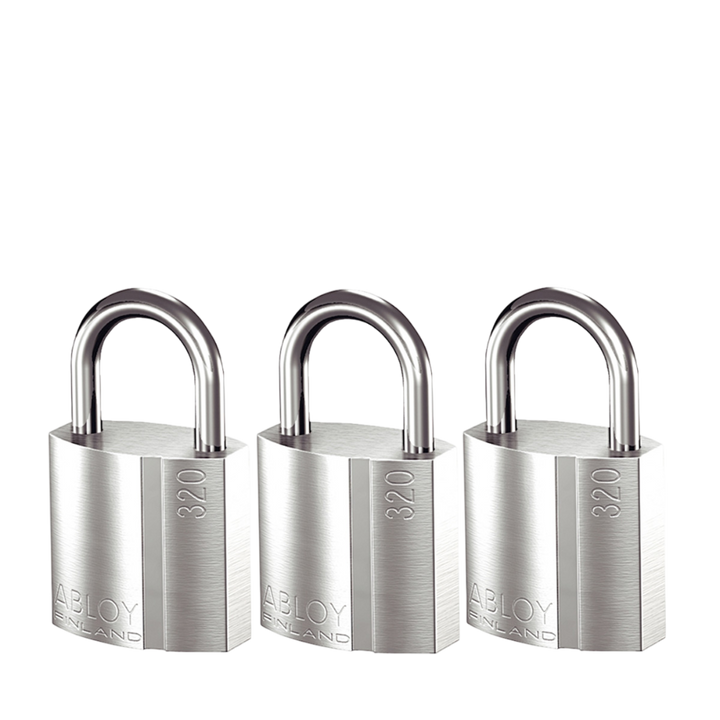 3 stycken hänglås ABLOY PL320/20 Klass 1 med lika låsning