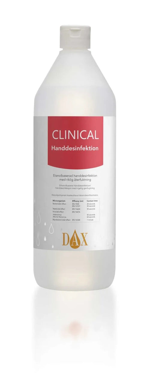 Lättflytande handsprit 75% Dax 1000 ml + 200 ml pumpflaska i glas