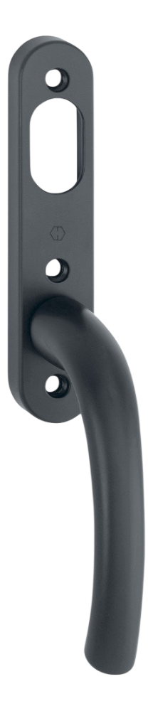 Handtag med långskylt till spanjolettdörrar HOPPE Tôkyô 0710/350KL med ovalt urtag och lös sprint Mattsvart
