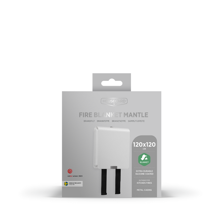 Brandfilt med metallhölje Housegard Mantle - Förpackning