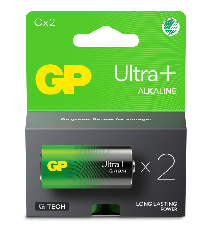 Engångsbatteri GP Ultra+ C / LR14 2-pack