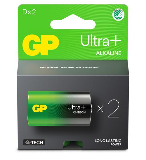 Engångsbatteri GP Ultra+ D / LR20 2-pack