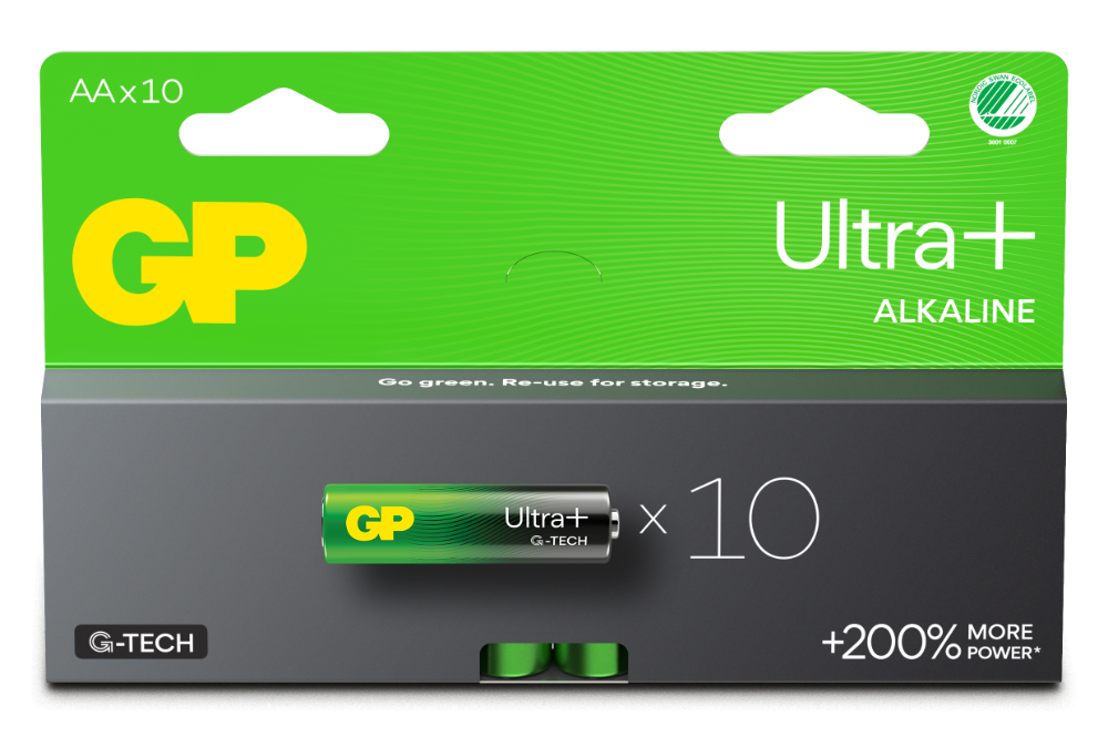 Engångsbatteri GP Ultra+ AA /  LR6 - 10-pack