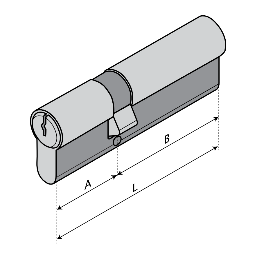 Eurocylinder ASSA 12M22 dubbelcylinder med ASSA d12 låsning