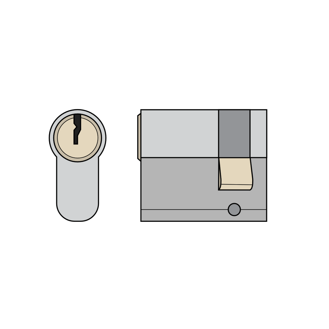 Eurocylinder ASSA 13M23 enkelcylinder med ASSA Basic 1300 låsning