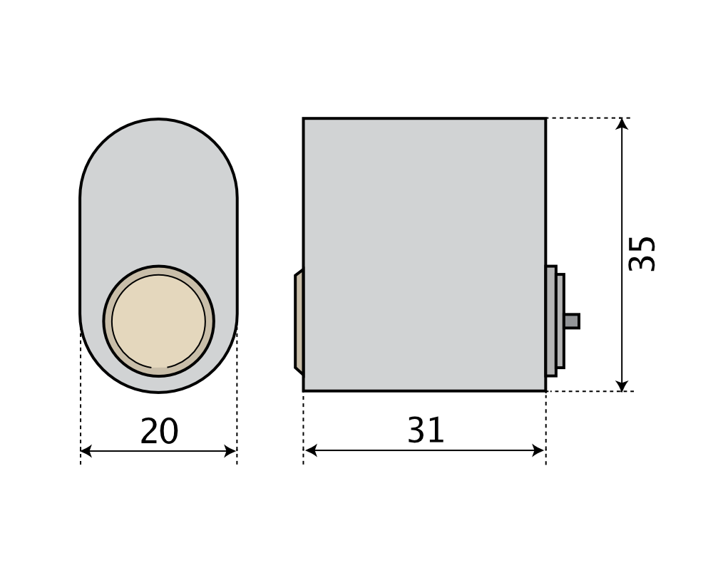 Oval blindcylinder ASSA 106 - Nickel - Teknisk ritning med mått