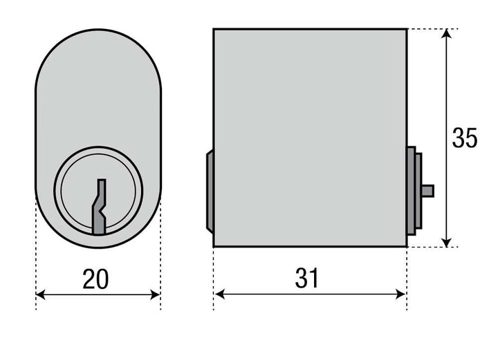 Oval dubbelcylinder ASSA 708 Nickel med lång medbringare utan kopieringsskydd – bild 3 – St George