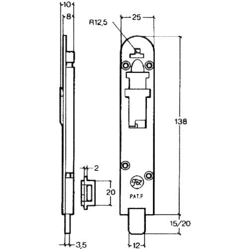 Säkerhetskantregel ASSA Fix 1215 Ritning,Säkerhetskantregel ASSA Fix 1215