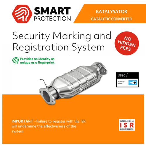 Stöldskyddsmärkning Smart Protection ISR till katalysatorer