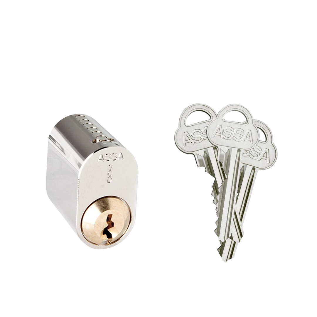 Oval enkelcylinder ASSA 701 Nickel med befintlig låsning – St George