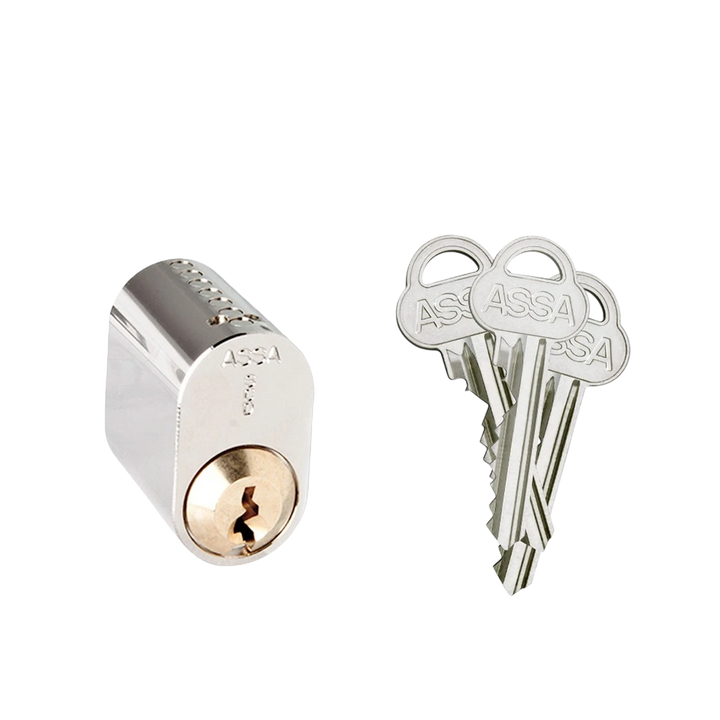 Oval enkelcylinder ASSA 701 Nickel med befintlig låsning – St George