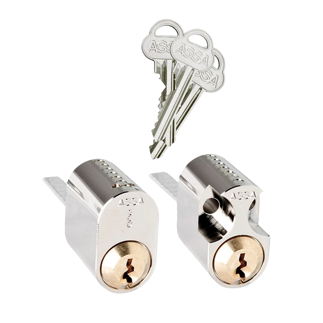 Oval dubbelcylinder ASSA 708 Nickel med lång medbringare utan kopieringsskydd – St George