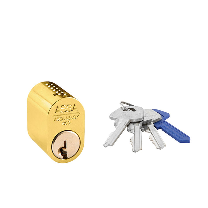 Oval enkelcylinder ASSA d12 1201 för utsidan Mässing