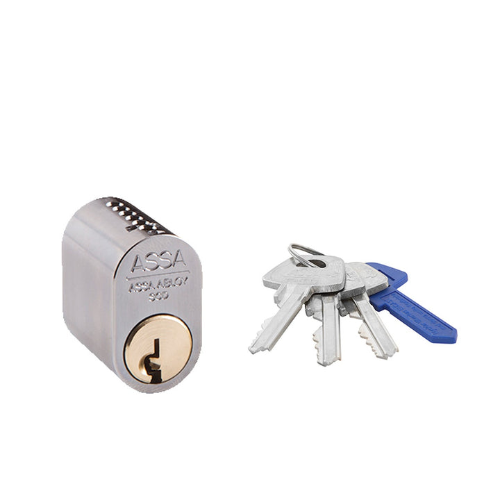 Oval enkelcylinder ASSA d12 1201 för utsidan - Matt krom