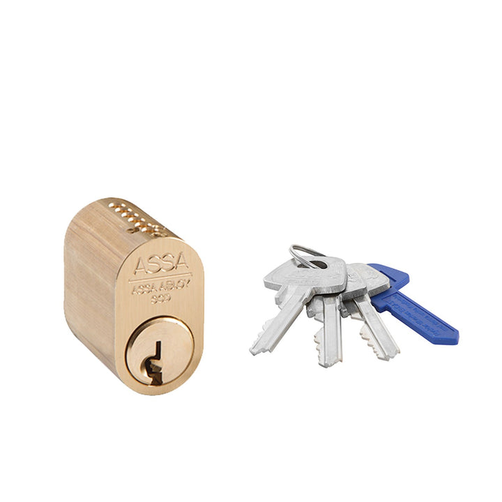 Oval enkelcylinder ASSA d12 1201 för utsidan - Matt mässing