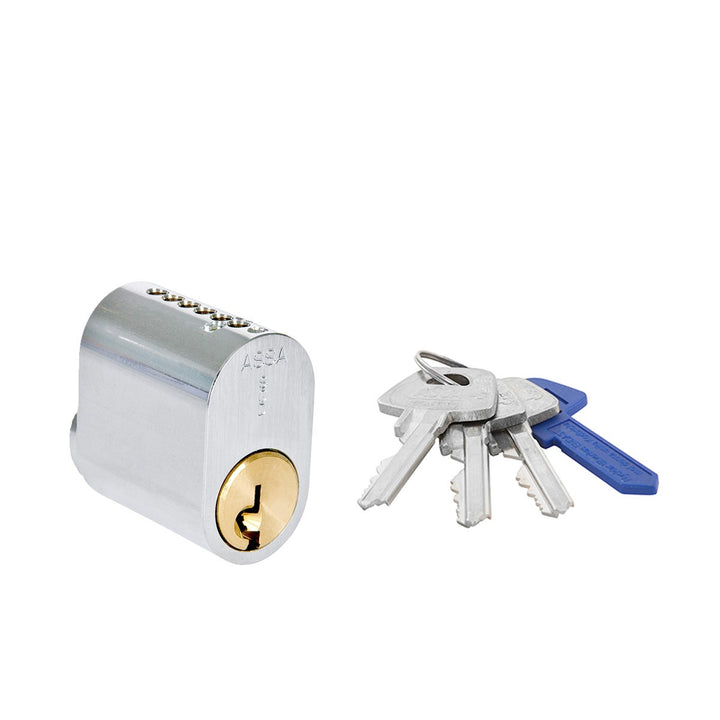 Oval enkelcylinder ASSA d12 1201 för utsidan Nickel