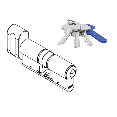 Eurocylinder ASSA 12M27 dubbelcylinder med ASSA d12 låsning och vred