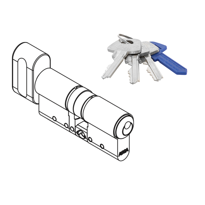 Eurocylinder ASSA 12M27 dubbelcylinder med ASSA d12 låsning och vred