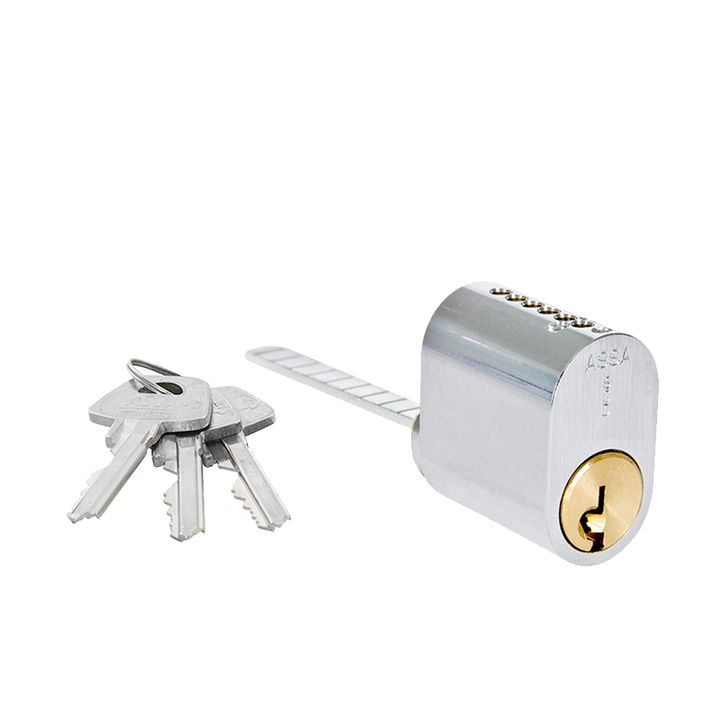 Oval enkelcylinder ASSA Basic 1307 med lång medbringare - Utan kopieringsskydd