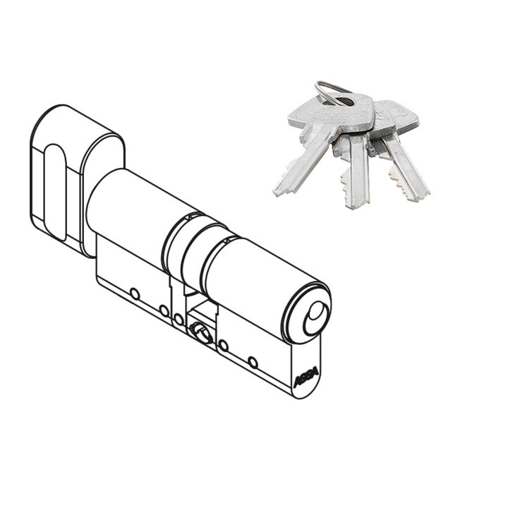 Eurocylinder ASSA 13M27 dubbelcylinder med ASSA Basic låsning och vred