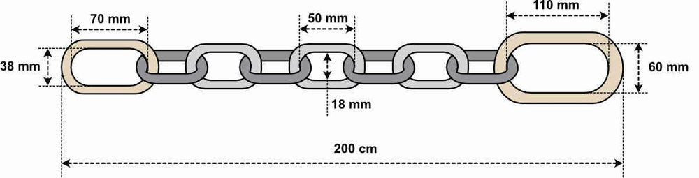 Låskätting enligt klass 5 med ögla BEMA Exit - 2,0 m - Ritning med mått