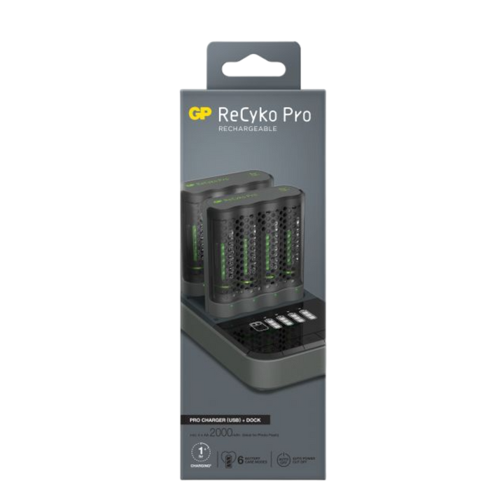 Laddstation M461 GP ReCyko Pro med 2 st batteriladdare och 8 st Photoflash-batterier