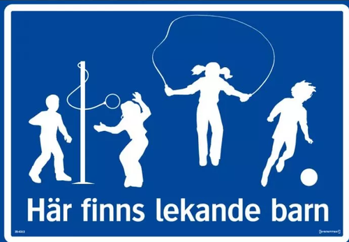 Trafikskylt "Här finns lekande barn"