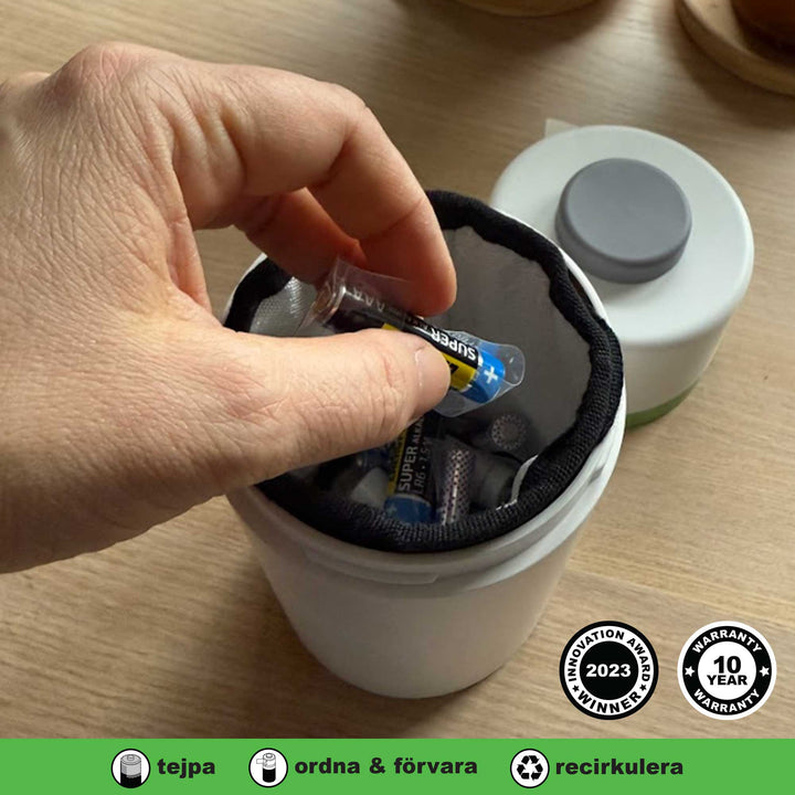 Batteribox WHTiF Vit/Grön, inkl stickers