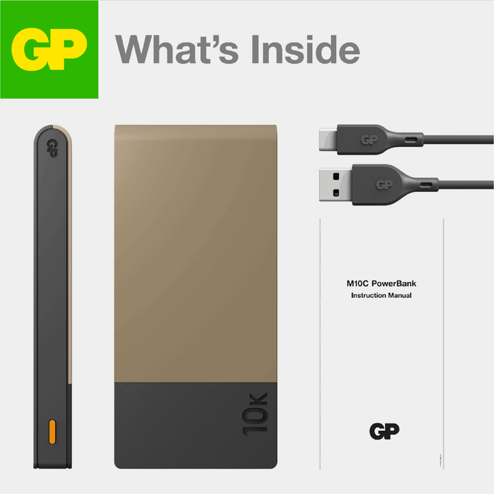 GP Powerbank M2+ med 10.000 mAh - Beige – bild 3 – St George