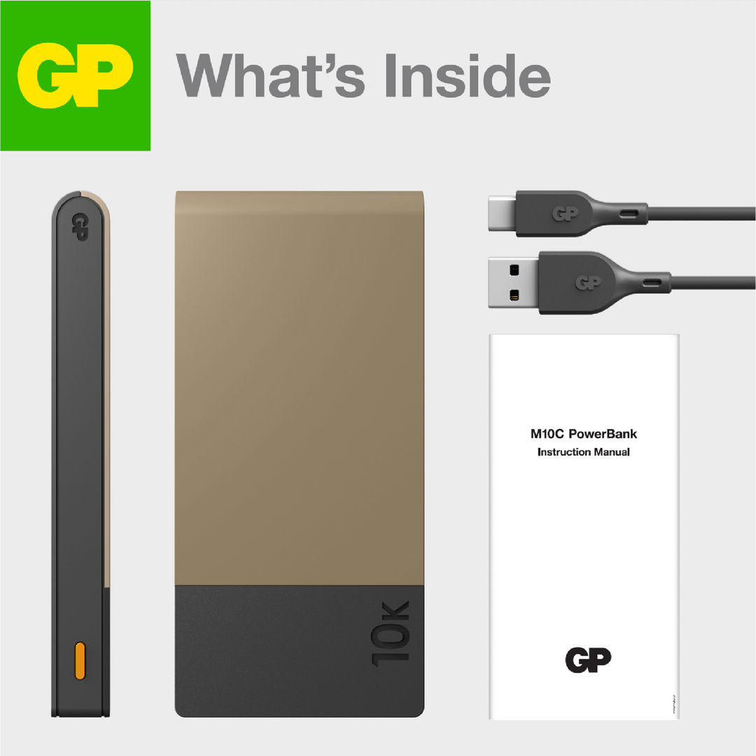 GP Powerbank M2+ med 10.000 mAh - Beige