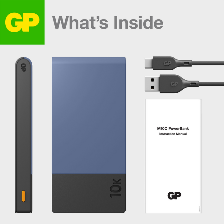 GP Powerbank M2+ med 10.000 mAh - Blå