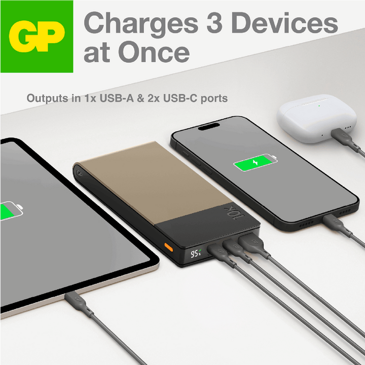 GP Powerbank M2+ med 10.000 mAh - Beige – bild 2 – St George