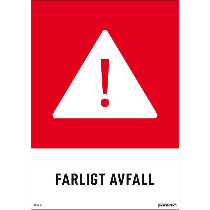 Miljödekal "Farligt avfall" Systemtext - 148x210mm