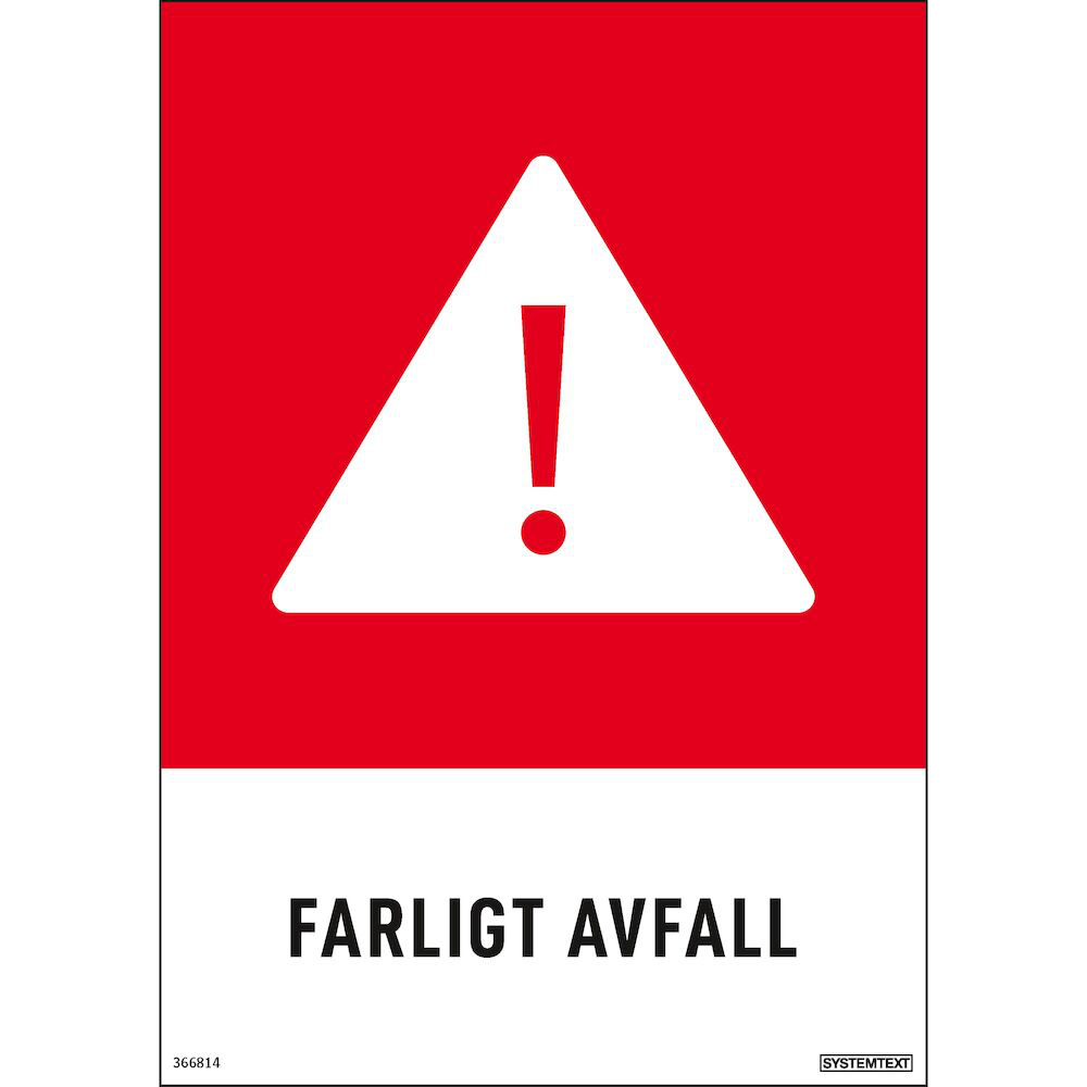 Miljödekal "Farligt avfall" Systemtext - 210x297mm