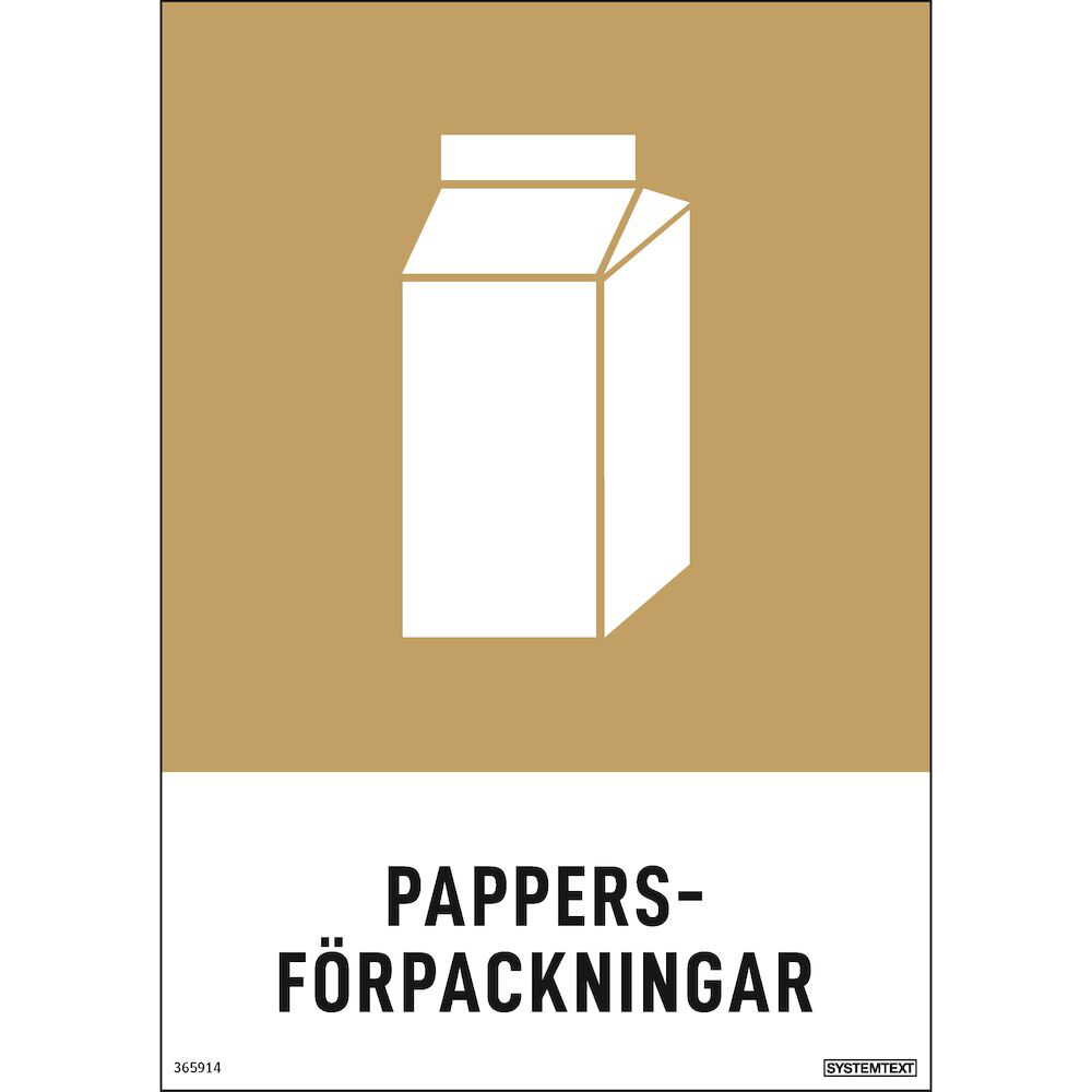 Miljödekal "Pappersförpackningar" Systemtext - 148x210mm 