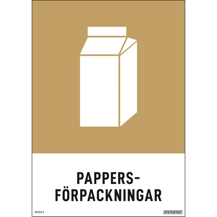 Miljödekal "Pappersförpackningar" Systemtext - 148x210mm 