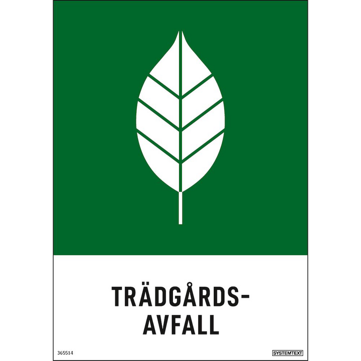 Miljödekal "Trädgårdsavfall" Systemtext