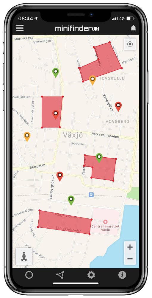 MiniFinder app med Geofencing funktion