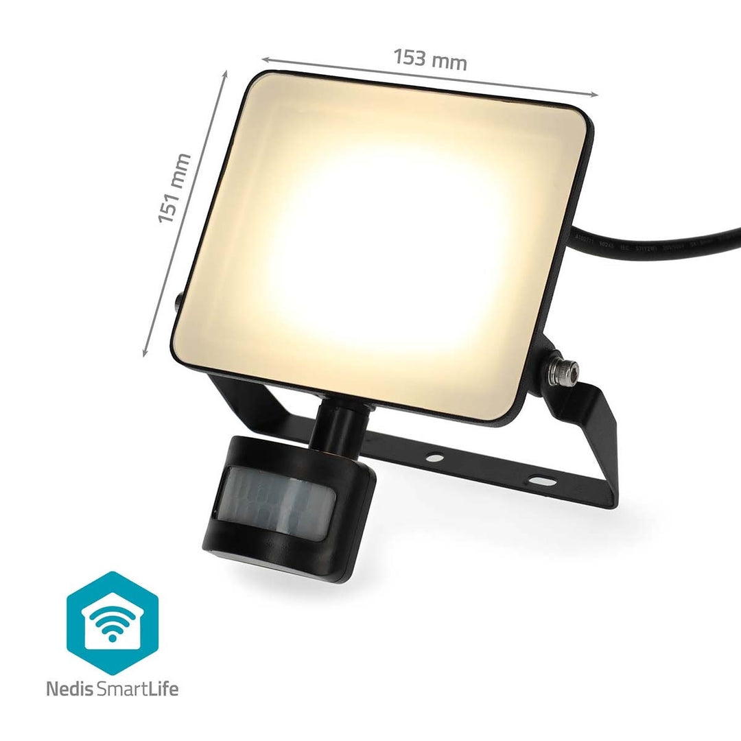 Strålkastare med rörelsedetektor för utomhusbruk med WiFi uppkoppling nedis Smartlife