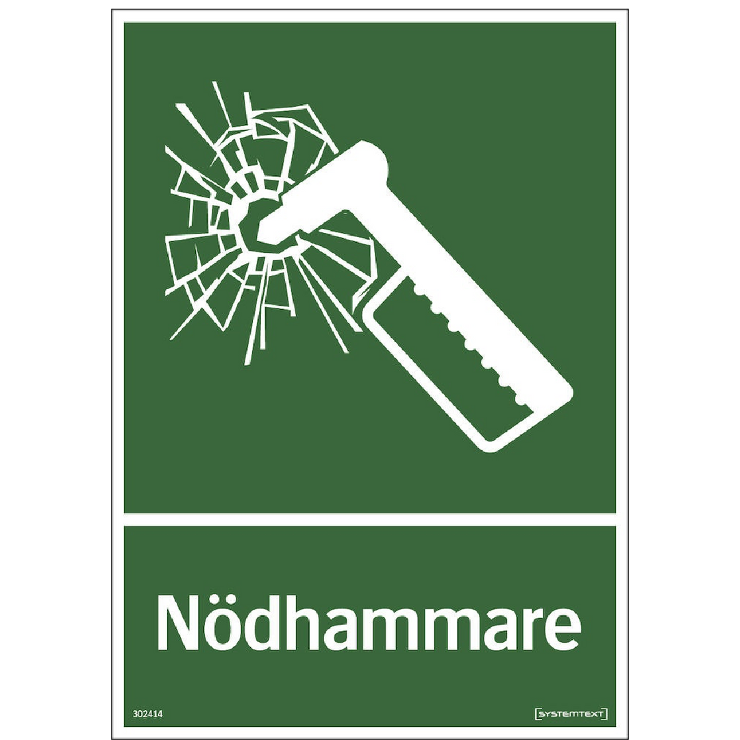 Nöd- och utrymningsskylt "Nödhammare" hårdplast